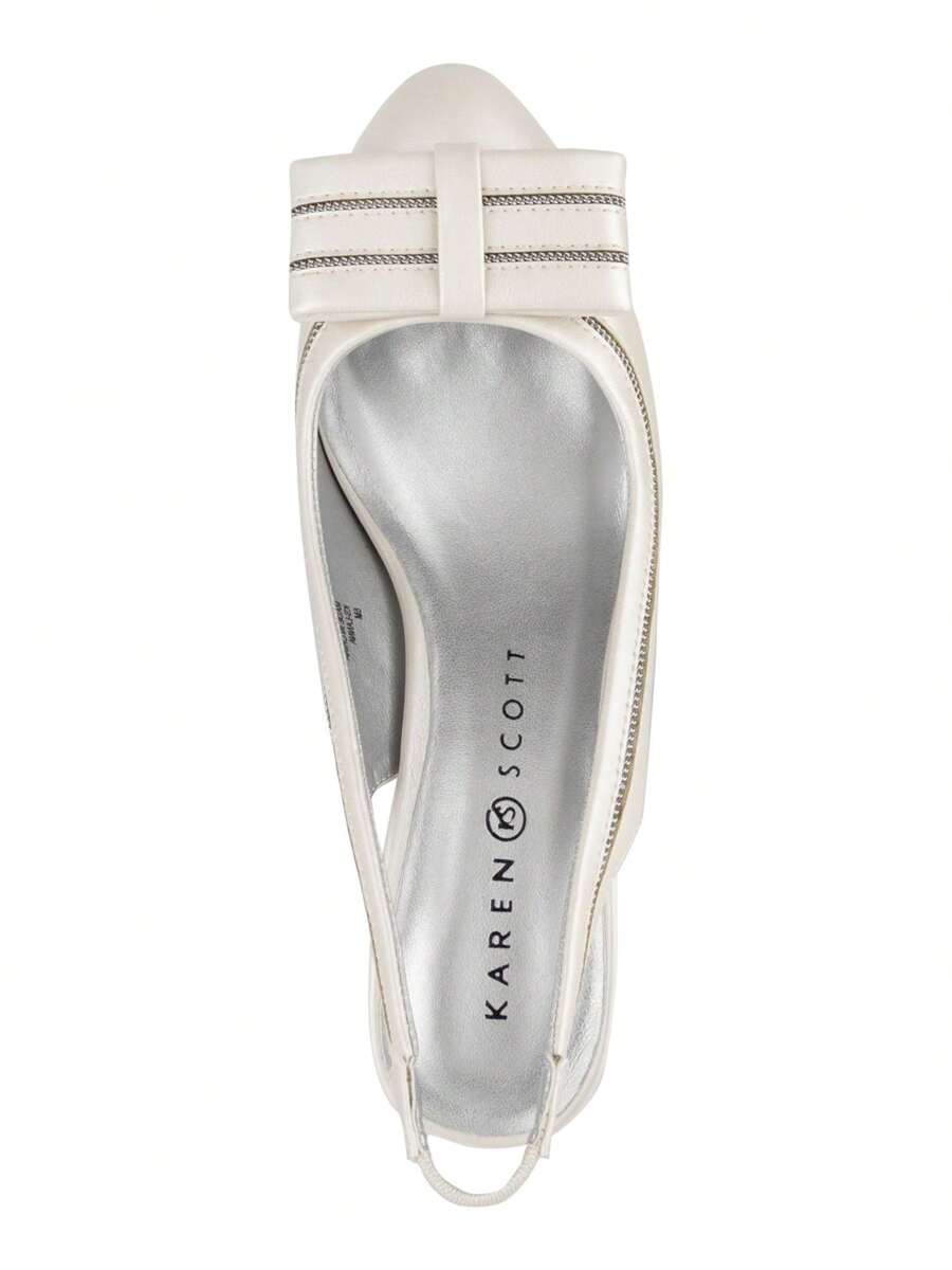 Karen Scott KAREN SCOTT Womens White Mixed Media Padded Bow Accent