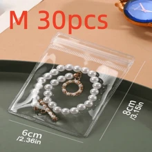 100 个 PVC 透明可重复密封珠宝袋，带拉链，防氧化，防止失去光泽，用于存放耳环、项链、珠宝、小礼物、配饰派对礼品袋 - 無色 - 查看 14