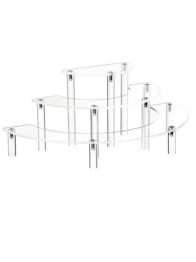 3-Tier Semicircle Acrylic Display Shelf For Storing And Showcasing Makeup Collections
