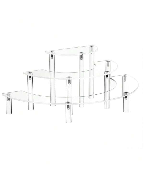 3-Tier Semicircle Acrylic Display Shelf For Storing And Showcasing Makeup Collections