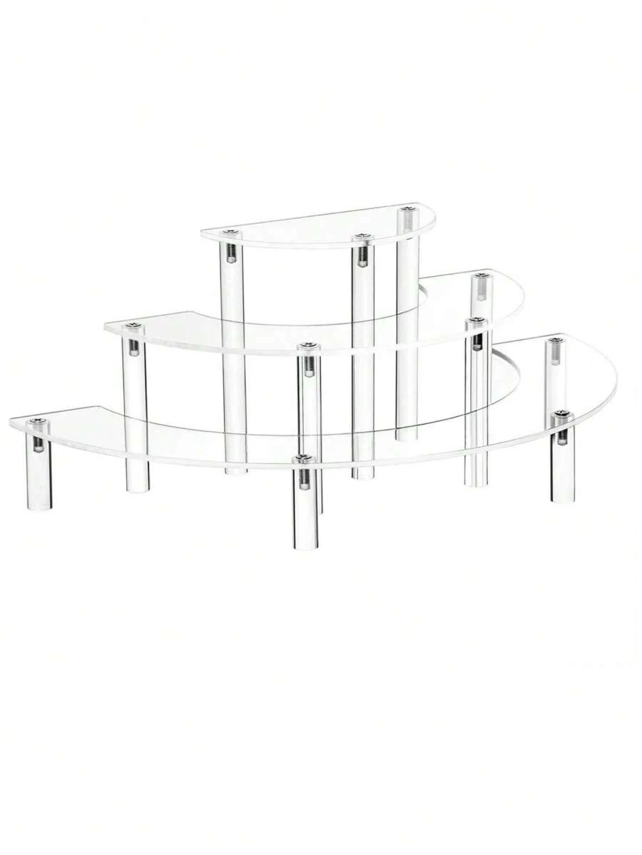3-Tier Semicircle Acrylic Display Shelf For Storing And Showcasing Makeup Collections