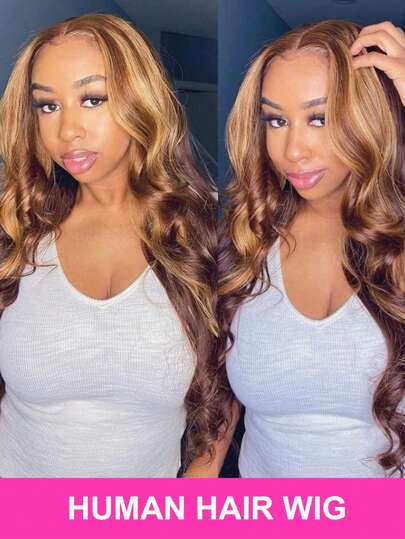 Destaque Colorido P4/27 Perucas Retas Cabelo Humano Lace Frontal Perucas Onda Corporal 13x6 Renda Transparente Peruca Frontal Cabelo Humano