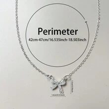 1pc Bow-Knot Necklace, Women Luxury Necklace Design, Collarbone Chain, INS Style Neck Chain, Elegant Necklace For Daily Wear, Party & Street, Available In Gold & Silver Color Valentines,Mom,Mother,Mother's Day,Gift