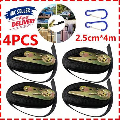 6m X 25mm Zinc Ratchet Straps Tie Down Heavy Duty Cargo Car Rack Lashing Straps