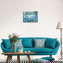 1PC With Frame Water Lily Flowers Canvas Painting Prints Wall Art Claude Monet Famous Oil Painting Flowers Reproduction Poster For Kitchen Bedroom Bathroom Home Decor Suitable For Living Room, Bedroom, Kitchen, Office, Hotel, Restaurant, Office, Bathroom, Bar, Etc