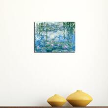 1PC With Frame Water Lily Flowers Canvas Painting Prints Wall Art Claude Monet Famous Oil Painting Flowers Reproduction Poster For Kitchen Bedroom Bathroom Home Decor Suitable For Living Room, Bedroom, Kitchen, Office, Hotel, Restaurant, Office, Bathroom, Bar, Etc