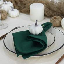 12pcs Solid Color Cloth Napkins, Washable Cotton Table Napkin For Household Dining Fall Autumn Decor Wedding Hotel 45*45cm - Dark Green - View 5