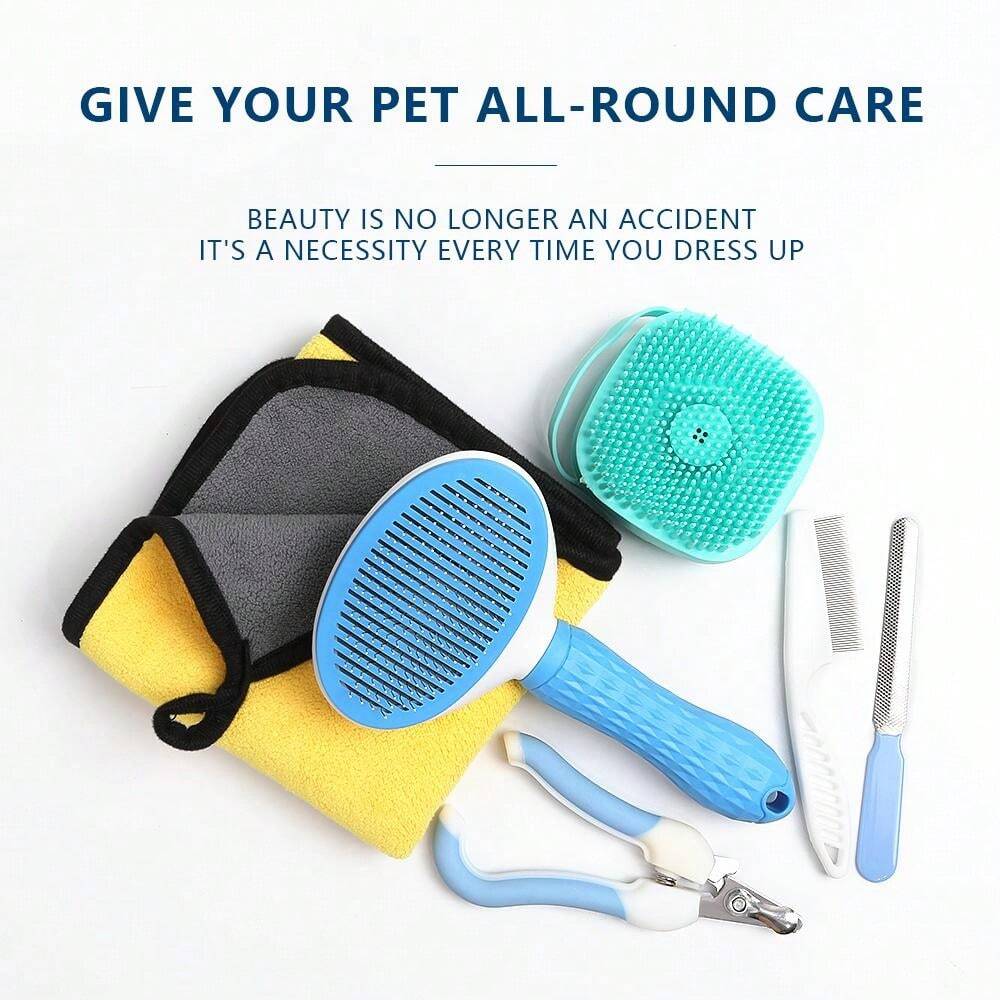 Pet Grooming Kit Includes Cleaning, Bathing, Massage, Grooming Brushes