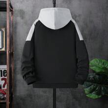 Men's Casual Sports Tracksuit, Zip-Up Hoodie And Sweatpants Set, Fashionable, Suitable For Spring And Autumn, Fall Clothes - Black - View 4