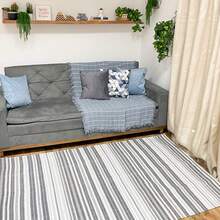 Non-Slip 100% Cotton Living Room Rug 100X132 - Arezzo Gray - 彩色 - 查看 1