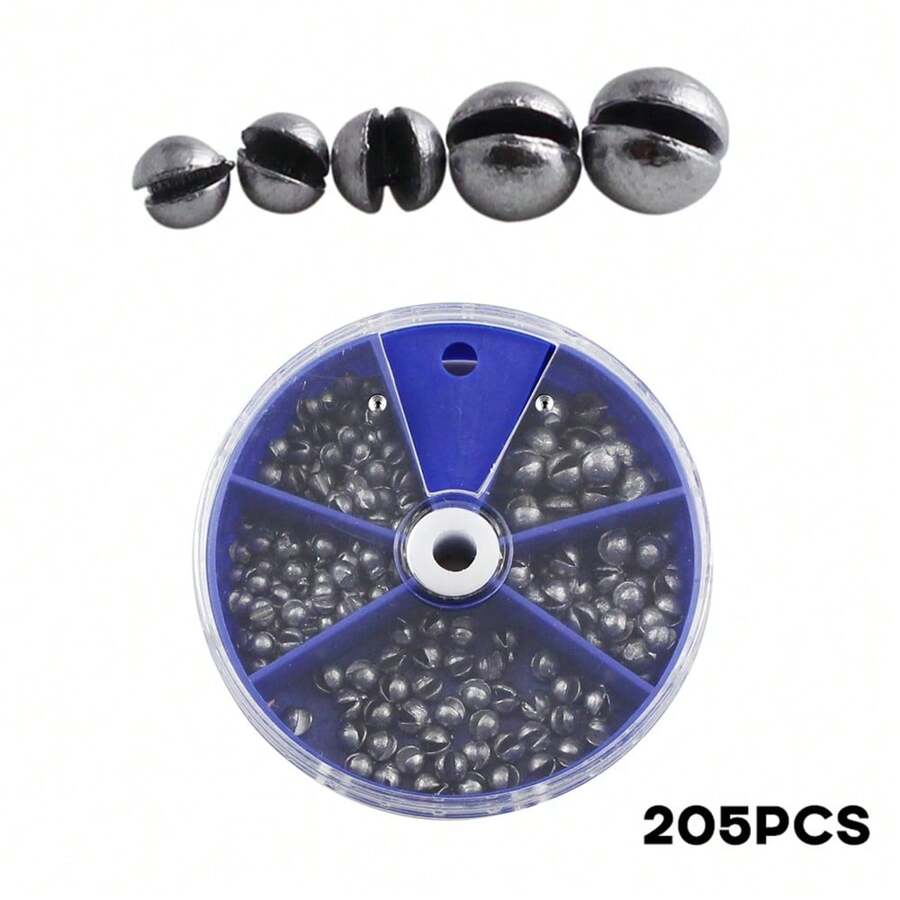 1 Box 205pcs Lead Sinkers Fishing Weights With Clip, Small Lead Sinkers For Tackle Fishing