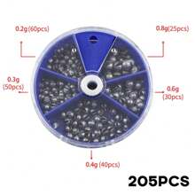 1 Box 205pcs Lead Sinkers Fishing Weights With Clip, Small Lead Sinkers For Tackle Fishing