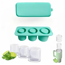 1 个硅胶冰模，带三个隔层，带盖 20/30 盎司（887 毫升）杯子，易于取出冰格，用于冷冻，冰格用于冷冻鸡尾酒、威士忌、饮料、咖啡 - 彩色 - 查看 11