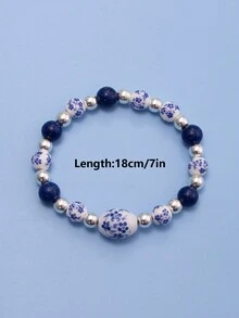 1 chiếc vòng tay hạt ngọc bích dành cho phụ nữ, hạt sứ phong cách thanh lịch cổ điển Trung Quốc, vòng tay co giãn hạt đá tự nhiên hình bầu dục, quà tặng bạn bè, quà tặng sinh nhật, quà tặng trang sức - 1 cái - Xem 7