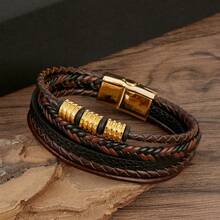 Fashion Men's Bracelet, Magnetic Clasp Multi-Layer Braided Leather Cord Wristband, Christmas, New Year, Valentine's Day Holiday Gift - Leather Bracelet - View 10