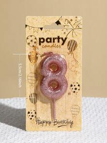 1 pieza Vela de cumpleaños con brillo y purpurina con número, Navidad - Oro rosa - Ver 4