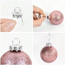 Gold Silver Christmas Ball Caps For Xmas Tree Ornament Removable Metal Hanger DIY Xmas Ball Hanging Ornaments New Year Party Decoration - Multicolor - View 4