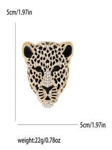 1 Peça Broche de Cabeça de Leopardo com Pedras de Strass na Cor Prata Metálica, Broche Animal Pequeno Elegante e Chique para Mulheres, Sexy e Elegante