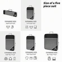 Bộ 4 khối sắp xếp quần áo du lịch để đựng quần áo váy hành lý - Xám - Xem 5