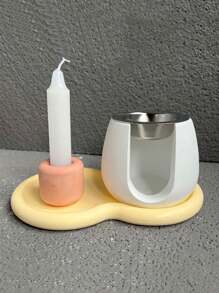 1 pieza Molde de vela de aceite esencial de forma redonda, quemador grande de cera para difusor de aromaterapia, recipiente hecho a mano para inciensos, decoración del hogar, y 2 piezas Moldes de silicona para macetas de piedra de hormigón, yeso y cultivo hidropónico