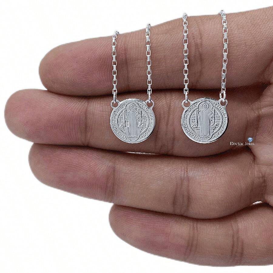 Scapular Our Lady Of Aparecida And Jesus Carmel Saint George Benedict Silver Plated 1mm Brick Chain - 聖本托雷東多 > 1.2 厘米 - 查看 1