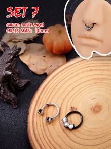 Morlyda 2 piezas/set Gótico 16G Cadena de anillo de nariz de esqueleto Anillo de septum de joyería Murciélago, Anillo de septum de piedra lunar Joyería de piercing de acero inoxidable Anillo de labio rojo negro en forma de corazón Anillo de septum Clicker y Anillo de nariz de herradura a cuadros blanco y negro Barra de bisagra Aro de septum Helix, Rook, Trago, Daith, Piercing de cartílago Anillos de septum de nariz Joyería de piercing Cadena colgante Anillos de nariz para hombres y mujeres Regalos 10mm Fiesta Fecha Navidad Halloween Joyería Uso diario - Multicolor - Ver 6