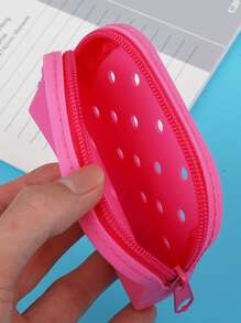 1 件纯色软硅胶零钱包、洗手卡夹，带拉链