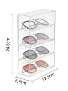 1pc 4-Tier Acrylic Dustproof Clip-On Drawer, Suitable For Lipstick, Lip Gloss, Eyeshadow And Other Cosmetic Tools, Makeup Organizer - Clear - View 7