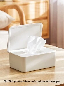 1 hộp đựng khăn giấy vuông bằng nhựa PP dày màu trắng cỡ S/M, thiết kế tối giản hiện đại có nắp đậy, hộp đựng khăn giấy ướt đa năng chống bụi dùng tại nhà, dùng cho phòng khách, phòng ngủ, bàn làm việc văn phòng - trắng - Xem 3