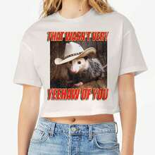 Nearly There Yeehaw Of You Graphic Ladies Cotton Crop Top T-Shirt
