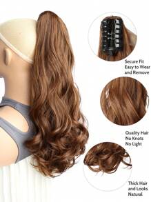 Curly Hair Ponytail Extension Dark Brown Claw Clip In Hair Extensions Ponytail 20" Wavy Ponytail Wig Synthetic Natural Fluffy Wig Daily Use Hair Christmas Hot Selling - Light Brown - View 8