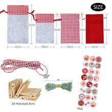 Calendarios de Adviento de 24 piezas para rellenar, bolsas de tela, calendario de Navidad grande, ideales para rellenar. Regalos navideños perfectos para cumpleaños y decoración navideña. - Rojo y blanco - Ver 2
