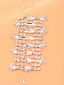 Stonefans Crystal Exaggerated Hand Bangle Water Drop Design For Women Fashion Show Rhinestone Bracelet Bangle Wedding Jewelry - Silver - View 2