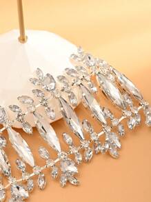 Stonefans Crystal Exaggerated Hand Bangle Water Drop Design For Women Fashion Show Rhinestone Bracelet Bangle Wedding Jewelry - Silver - View 7