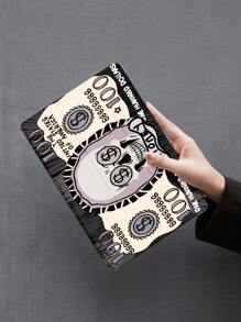 1PC Cool Dark Style Skull Dollar $100 Pattern Flat Protective Case, Compatible With IPad 10.2 Inch, IPad Pro 11 2021/2020/10th Gen, IPad Mini 4/6, Galaxy Tab A8 10.5 Inch 2022, Matepad 10.4/Tab, With Pencil Slot, Anti-Drop, Tablet Stand Cover - Multicolor - View 4