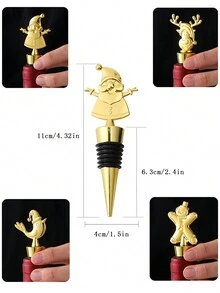 1/5 nút chặn chai rượu Giáng sinh, hoàn hảo cho phụ kiện tiệc tùng và Giáng sinh, thích hợp cho quầy bar hoặc sử dụng tại nhà, dụng cụ quầy bar, quà tặng tiệc tuyệt vời, dụng cụ quầy bar và nhà bếp thiết yếu để bảo quản đồ uống, vàng, quà tặng Giáng sinh, Giáng sinh vui vẻ, trang trí chai, trang trí nhà cửa, quà tặng Giáng sinh, phụ kiện cốc, quà tặng cho bạn bè, quà tặng cho gia đình, tiệc Giáng sinh - Vàng - Xem 7