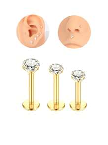 6PCS Stainless Steel Nose Stud Cartilage Piercing Jewelry Helix Tragus Lip Flat Back Tiny Earrings For Women 16G