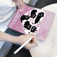 1PC IPad 9 Generation 10.2-Inch Cute Cat Tri-Fold Transparent Shockproof Case 7/8/10 Generation 2024 New MINI5 - White - View 4