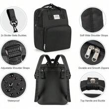 Baby Changing Bag Diaper Bag Large Nappy Backpack With Portable Changing Mat UK - Black - View 4