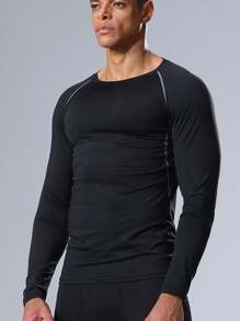 Camiseta deportiva de estilo novio con pespunte de contraste, Camiseta básica de estilo novio, Camiseta de compresión de estilo novio - Multicolor - Ver 2