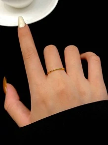 Stylever 1 件女士光滑素色戒指 S925 纯银经典单环精美珠宝礼物适合日常装饰