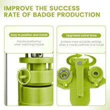25+32+58mm Badge Maker Machine - 100 Metal Sets, Molds & Round Cutter (Multi-Language Manual) - Green - View 2