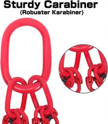 BriSunshine G80 Kettengehänge Schwerlast Manganstahl Anschlagkette 4 Strang Krankette zum Heben,mit 6.4T Tragfähigkeit (8mmx1.45m)