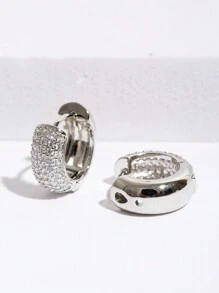 两件套奢华密镶耳环，男女皆宜，镀银耳环，嘻哈派对饰品，新娘婚礼节日配饰，送给女朋友或情侣的礼物 - 1171 white gold - 查看 4