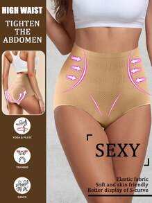 1pc High Waist Seamless Tummy Control Panties, Butt Lifting Compression Briefs For Women Gym Accessories Belly Slimming Girdles, Lumbar Girdles Belly Slimming Corset