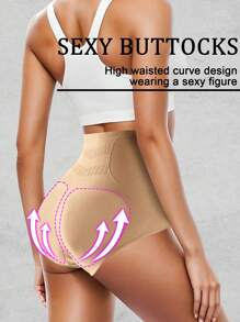 1pc High Waist Seamless Tummy Control Panties, Butt Lifting Compression Briefs For Women Gym Accessories Belly Slimming Girdles, Lumbar Girdles Belly Slimming Corset