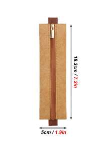 1pc Black/Brown/White/Pink Faux Leather Paper Pencil Case, Creative Zipper Closure Foldable Strap Design Large Capacity Durable Portable Stationery Storage Bag Suitable For Business Office, Students Back To School, Notebook, Planner, Books - Multicolor - View 11