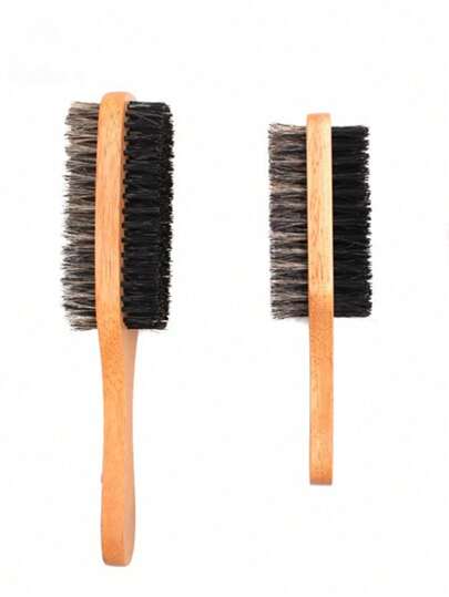 1 escova dupla face para homens e barbeiros - cerdas médias e firmes para cabelos grossos e ásperos, escova de cabelo masculina para alisar, pentear para trás, desbotar, barbas, ondas de 360 graus para modelar, polir e deitar o cabelo para criar um penteado elegante para mulheres e homens, grampos de cabelo, acessórios para cabelo
