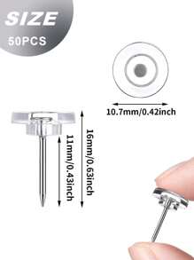 50pcs Plastic Push Pins, Standard Transparent Thumb Tacks With Steel Tips And Heads, Flat Transparent Push Pins For Cork Boards, Wall Hangings, Bulletin Boards (Transparent) Back To School