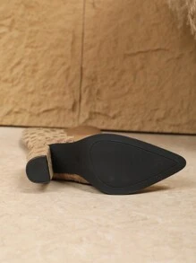 Plus Size Damskie Modne Buty Za Kolano Wysokie Obcasy Wsuwane Buty Casualowe Gruby Obcas Długie Buty Cholewka Patchwork Retro Styl Na Jesień Zimę
